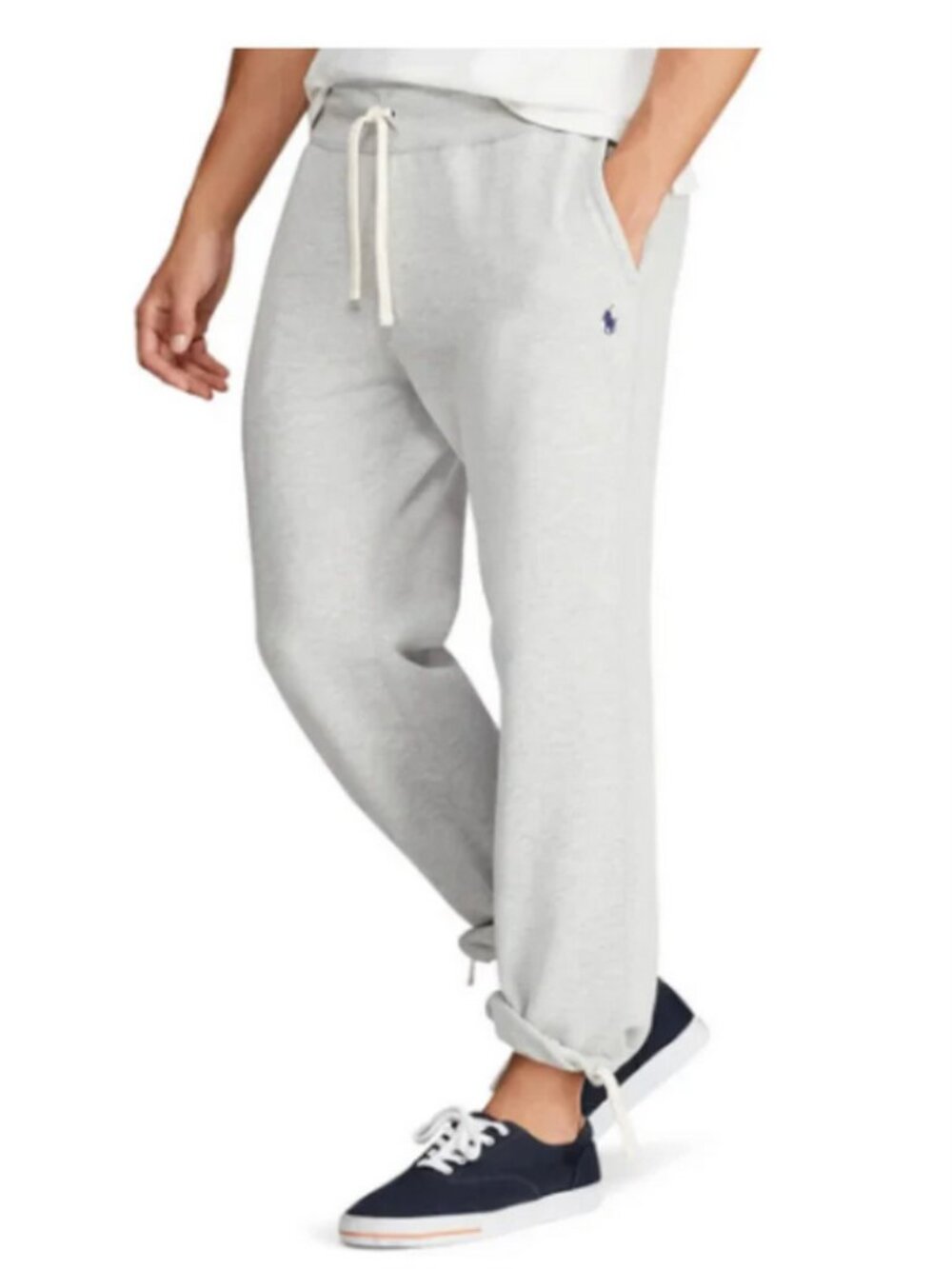 POLO Ralph Lauren Gray Drawstring Ankle Sweatpants Embroidered Pony Logo - Picture 2 of 12